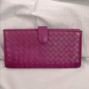 Bottega Veneta Wallet Purse Intrecciato Purple Woman unisex Authentic preowned